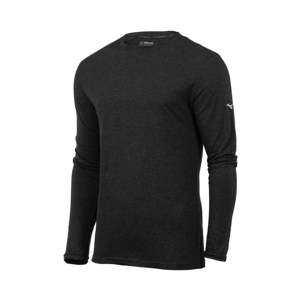 Mizuno Inspire Long Sleeve Férfi Futópóló Fekete HZM810673